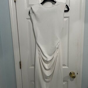 White form fitting v back dress